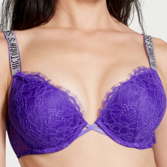 Victoria's Secret Bombshell Add 2 Cups Very Sexy Bling Spellout Strap PushUp Bra - Picture 10 of 10